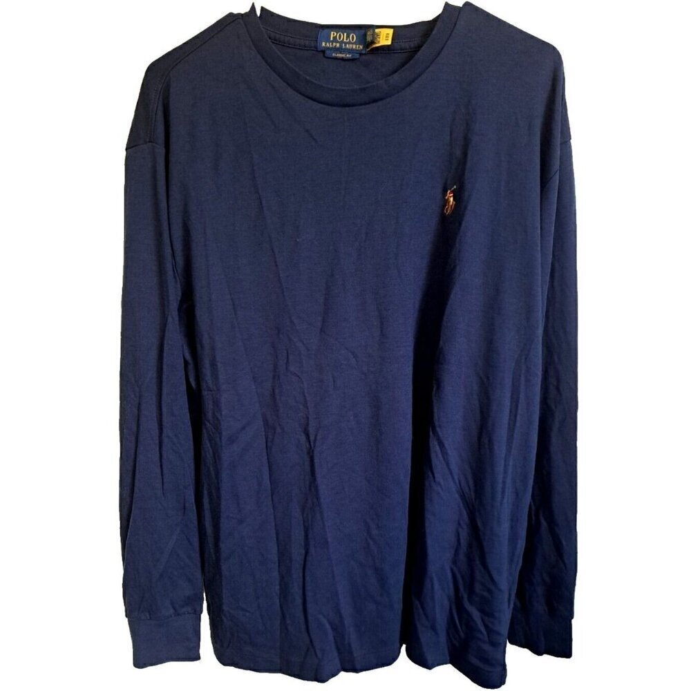 Polo Ralph Lauren Men's L Blue Long Sleeve Classic Fit T-Shirt Multicolor Logo